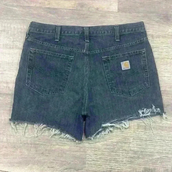 Carhartt Womens Denim Shorts 36 Cut Off High Waist Distressed Jeans Western READ - Picture 3 of 14